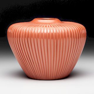 Alvina Yepa (Jemez, b. 1954) Award Winning Redware Melon Pottery Jar, From the Collection of William H. Saunders, M.D. and Putzi Saunders, Ohio