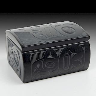 Pat Dixon (Haida, 1938-2015) Carved Argillite Lidded Box
