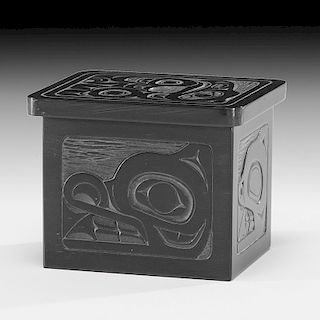 Denny Dixon (Haida, b. 1944) Carved Argillite Lidded Box, From the Collection of William H. Saunders, M.D. and Putzi Saunders, Ohio