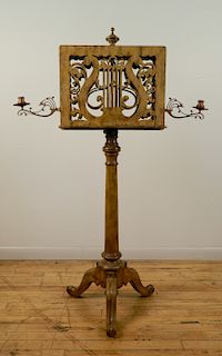 19/20th c. Pierced carved wood double music stand