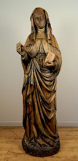 Wood carving of St. Catherine