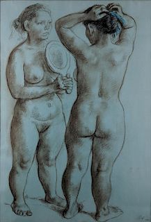 Francisco Zúñiga Two Women Looking at a Mirror (1980)