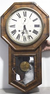A Mahogany Regulator Clock, M.B.J. Fisher, Height 31 inches.