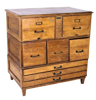 Antique Hamilton Oak File and Map Cabinet