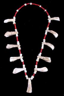 Plains Indian Petrified Buffalo Tooth Necklace