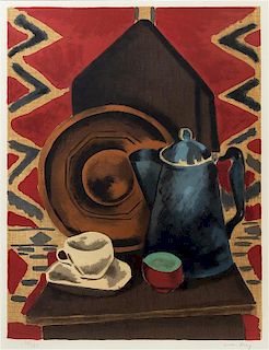 Man Ray, (American, 1890–1976), Still life with coffee pot, cup and saucer