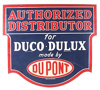 DuPont Duco-Delux Double-Sided Porcelain Sign 1947
