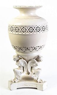 A Renaissance Revival Style Stoneware Urn, Height 19 inches.