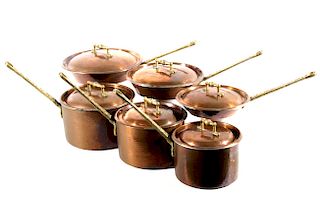 Early Hammered Copper and Bronze Cookware w/ Lids