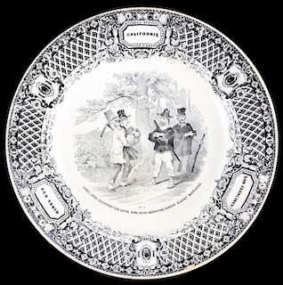 Gold Rush LeBeuf & Milliet Transferware Plate 1850