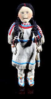 Sioux Beaded Buckskin Doll