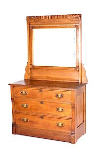 Antique Oak Federal Dresser With Mirror
