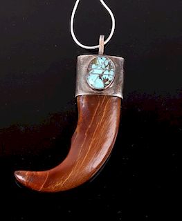 Navajo Bear Claw Turquoise Sterling Necklace