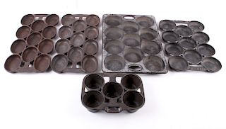 Antique Wagner Ware & Other Cast Iron Muffin Pans