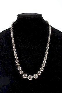 Sterling Silver Bead Ball Graduated Necklace