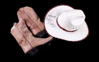 Autographed Legend Larry Mahan Cowboy Boots & Hat