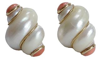 Shell and Coral Earrings