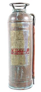 Antique Red Star No. 1E Copper Fire Extinguisher