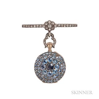 Antique Sapphire and Diamond Pendant Watch