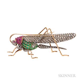 Gem-set Grasshopper Brooch