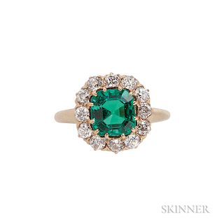 Fine Antique Emerald and Diamond Ring