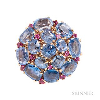 Sapphire and Ruby Brooch