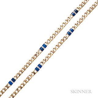18kt Gold, Lapis, and Diamond Chain