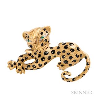 18kt Gold and Enamel Brooch, Fred
