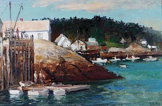 Peter G Cook Impressionist Coastal Harbor Painting