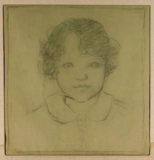 Jessie Willcox Smith Study Drawing of a Young Girl