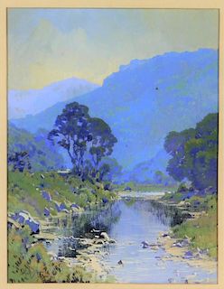 Hezekiah A Dyer Mountain Stream Landscape Painting