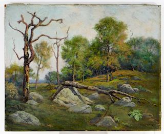 Frank C Perry Summer Wooded Landscape Painting