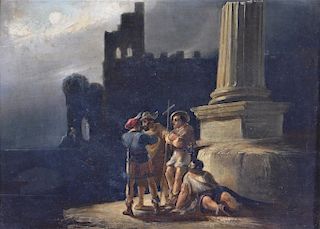 19C Continental Nocturnal Classical Genre Painting