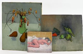 3PC Vincent Spagna Modern Still Life Nude Painting