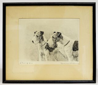 Marguerite Kermse Airedale Terrier Dog AP Etching