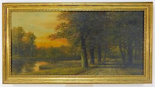 Henry Duessel Panoramic Sunset Landscape Painting