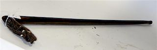 A Carved Rosewood Walking Stick, Length 35 3/4 inches.