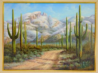 Edward LaVelle Southwest Cactus Landscape Painting