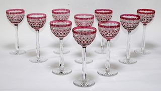 10PC French Val St. Lambert Wine Glass Goblets