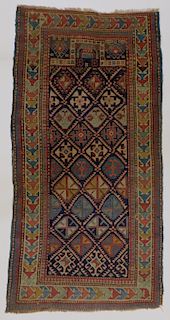 Caucasian Polychrome Geometric Prayer Carpet Rug