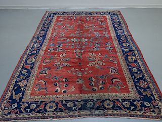 Antique Persian Mahal Pattern Wool Carpet Rug