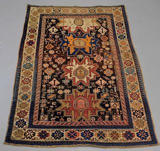 Antique Caucasian Shirvan Pictorial Carpet Rug