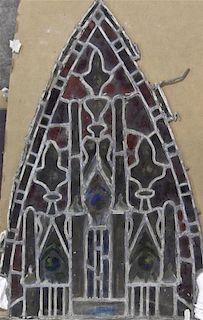 Six Stained Glass Panels, Average height 39 1/2 inches.