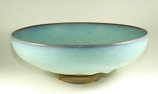 Chinese Junyao Powder Blue Glaze Earthenware Bowl