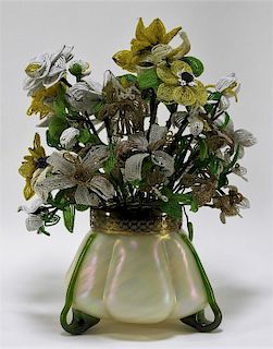 19C Czech Loetz Art Glass Tadpole Flower Frog Vase