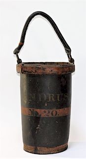 19C American S. Andrus Leather Painted Fire Bucket