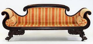 1825 New York Federal Flame Mahogany Paw Foot Sofa