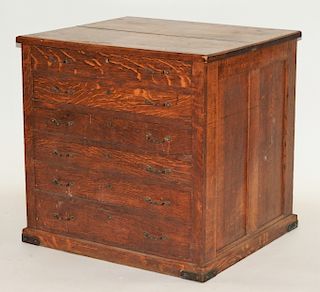 19C Quarter Sawn Oak Collector's 6 Drawer Cabinet