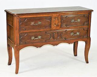 20C French Country Fruitwood 3 Drawer Commode