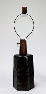 C.1960 MCM Gordon Martz Hexagonal Stoneware Lamp